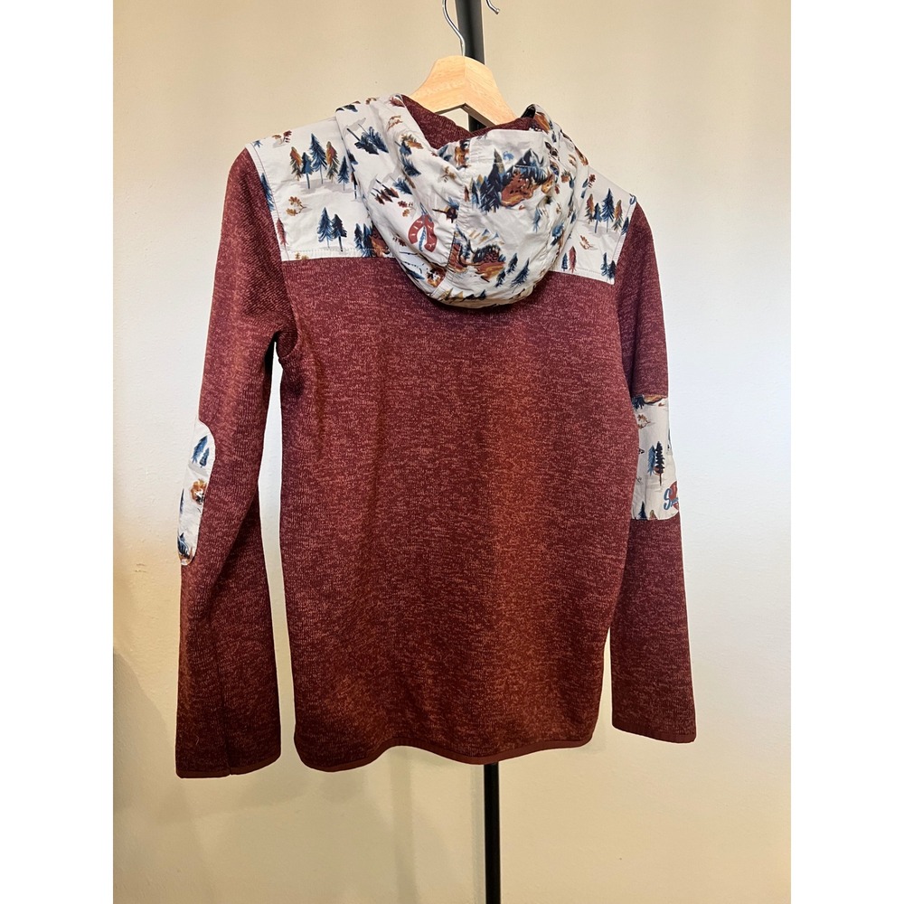 Columbia Full Zip Mountain Print Fleece Hoodie Sweater women's XS or kids XL - Picture 2 of 8